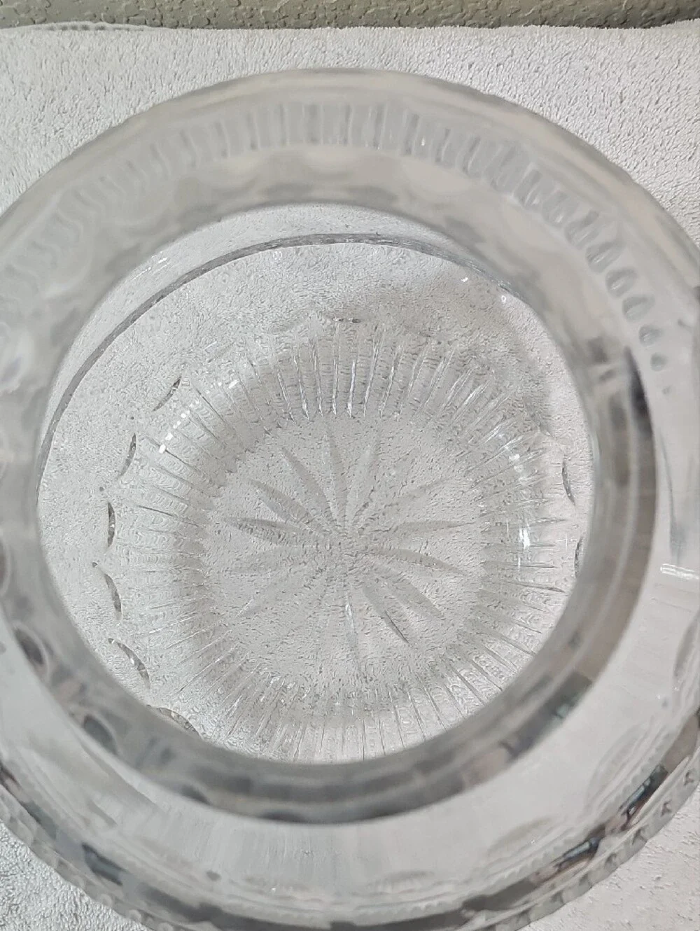 Vintage 6.7lb Oversized Crystal Bubble Vase Scalloped & Vertical Line Design